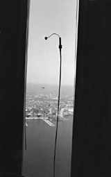 Contact microphone affixed to a window on the 91st floor of World Trade Center Tower One, 1999.<